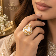 Iridescent Pear-Shaped Statement Ring