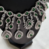 Emerald Cascade CZ Bridal Necklace Set
