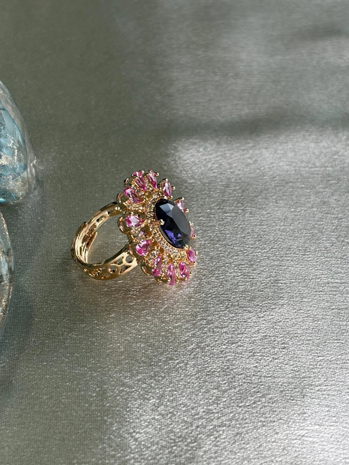 Midnight Bloom Statement Ring
