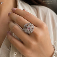 Celestial Blush Geometric Statement Ring