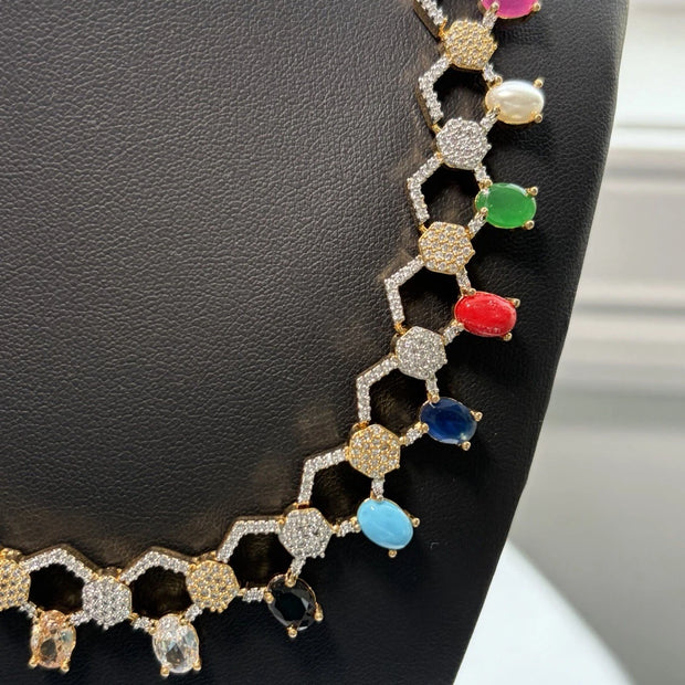 Prismatic Luxe American Diamond Necklace Set