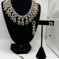 Royal Blue Crystal Necklace Set with Matching Earrings