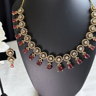Crimson Cascade Statement Necklace Set