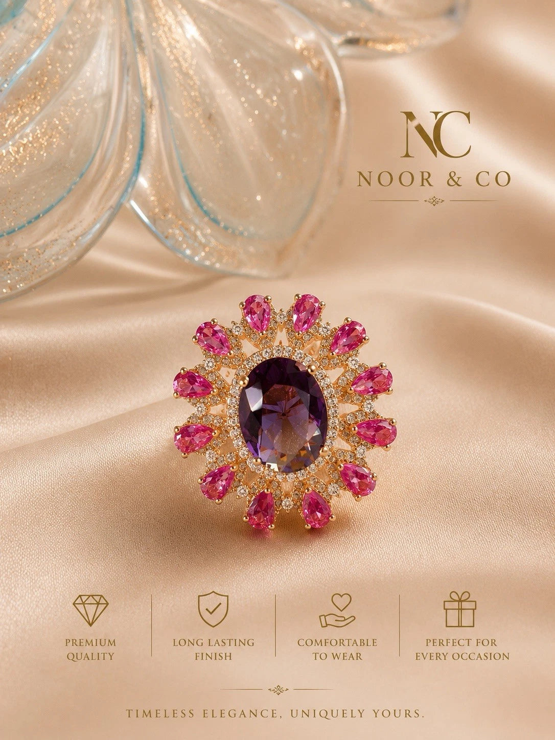 Midnight Bloom Statement Ring