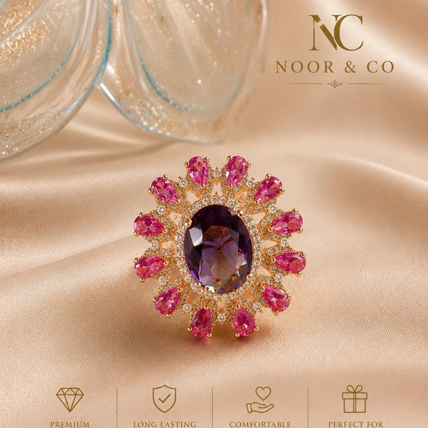 Midnight Bloom Statement Ring