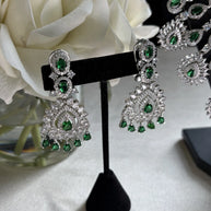 Emerald Cascade CZ Bridal Necklace Set