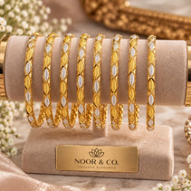 Two-Tone Gold Bangles - Set of 8