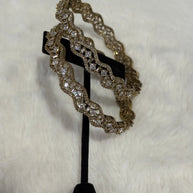 Gold Tone American Diamond Bangles Set Size 2.10 Elegant Wavy Crystal Design