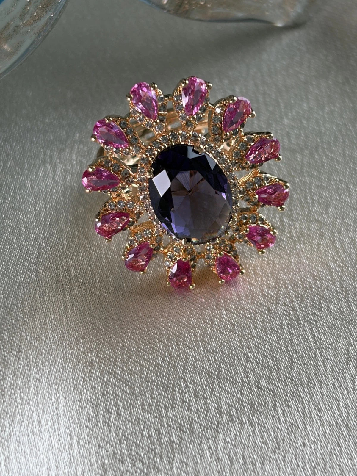 Midnight Bloom Statement Ring