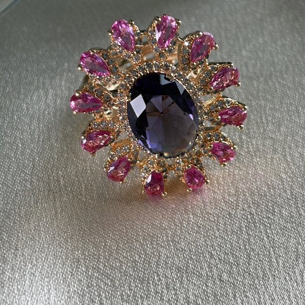 Midnight Bloom Statement Ring