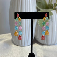 Multicolor Teardrop Gold Tone Dangle Earrings Pakistani Indian Jewelry