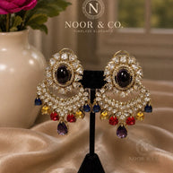 Multicolor Chandbali Statement Earrings