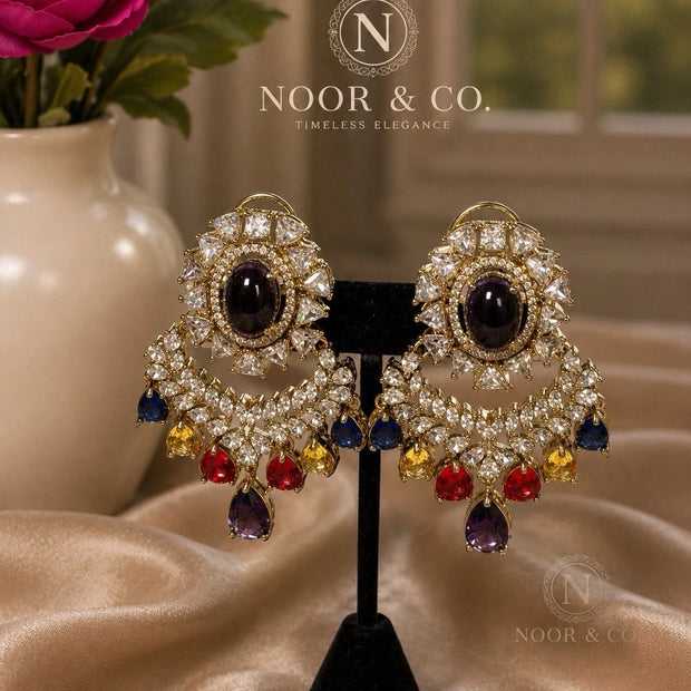 Multicolor Chandbali Statement Earrings