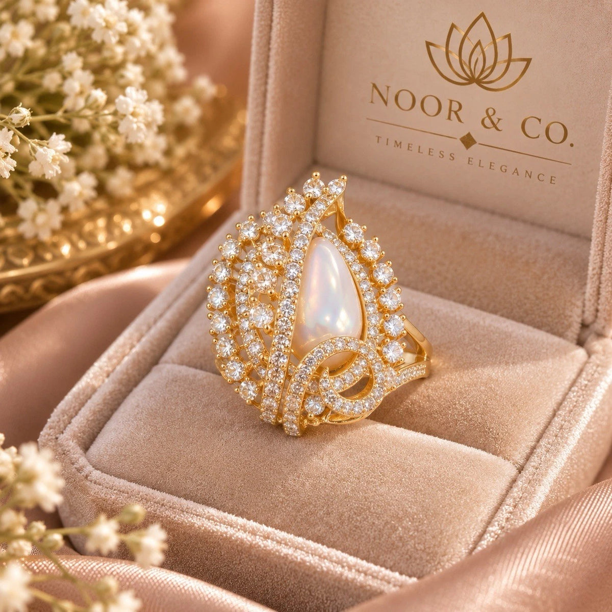 Iridescent Pear-Shaped Statement Ring