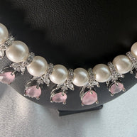 Pearl Elegance American Diamond Necklace Set