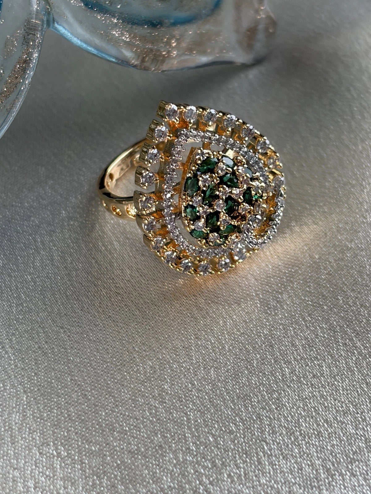Emerald  Radiance Teardrop Statement Ring