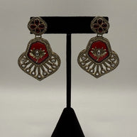 Vintage-Inspired Ruby Red Statement Earrings | Gold Bridal Earrings | Pakistani