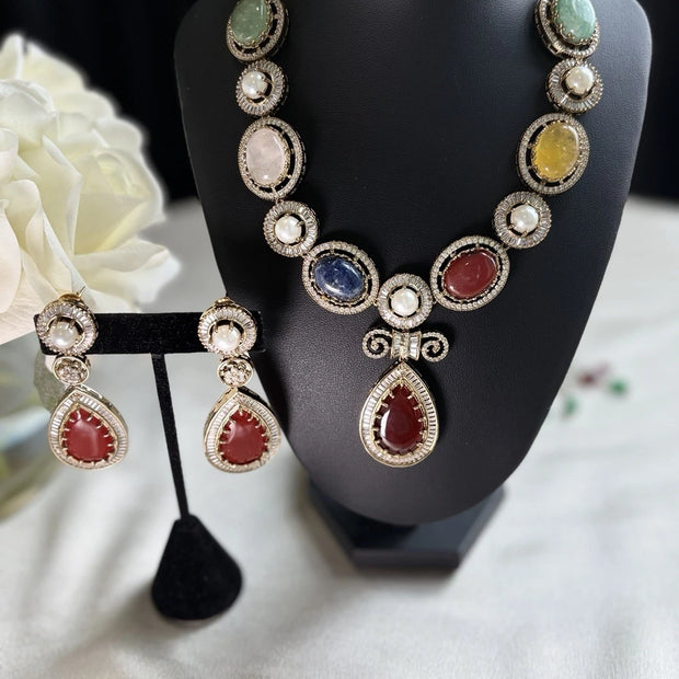 Sabasachi Inspired Heritage Gemstone Statement Necklace Set