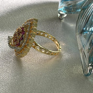 Ruby Radiance Teardrop Statement Ring