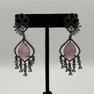 Blush Pink Crystal Chandelier Earrings | Pakistani & Indian Statement Earrings |