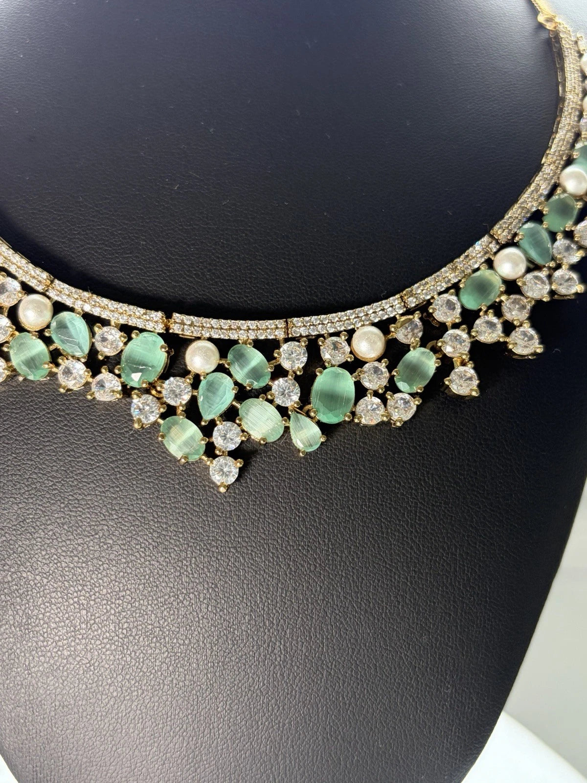 Ruby Pearl & Emerald Pearl Royale American Diamond Necklace Set