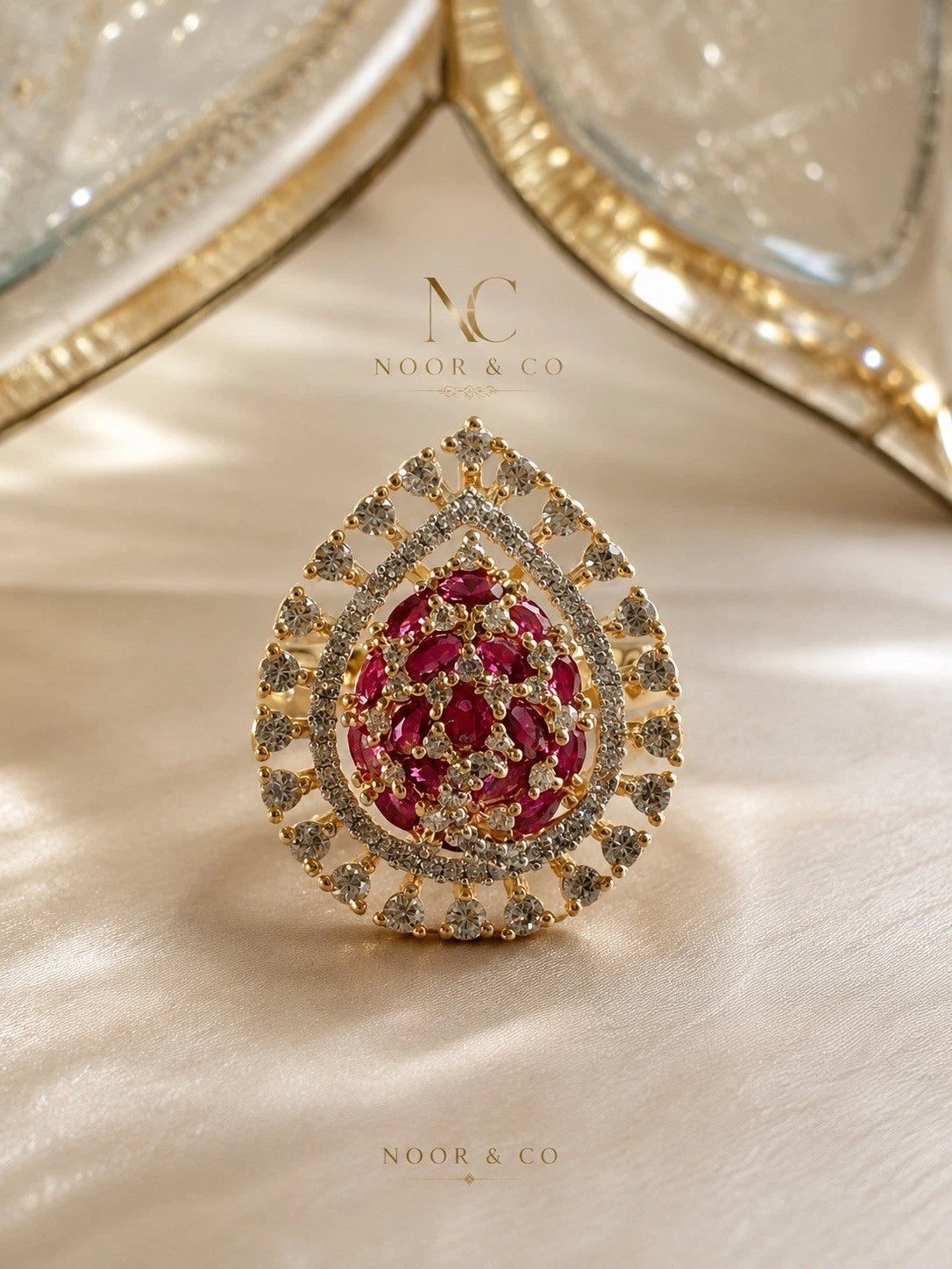 Ruby Radiance Teardrop Statement Ring