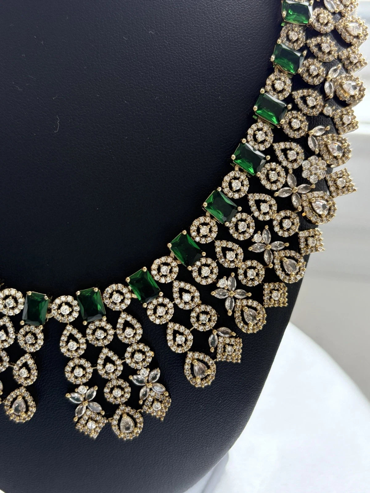 Emerald Royale American Diamond Bridal Necklace Set