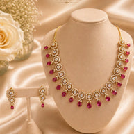 Crimson Cascade Statement Necklace Set