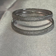 Silver Tone CZ Bangle Set Size 2.10 Indian Pakistani Bridal Party Jewelry