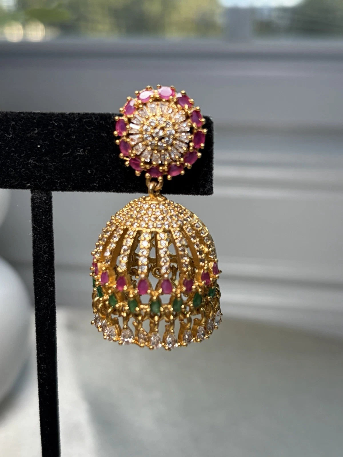 Multicolor Crystal Jhumka Earrings