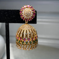 Multicolor Crystal Jhumka Earrings