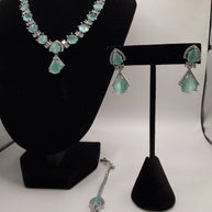 Elegant Mint Green & Silver Jewelry Set
