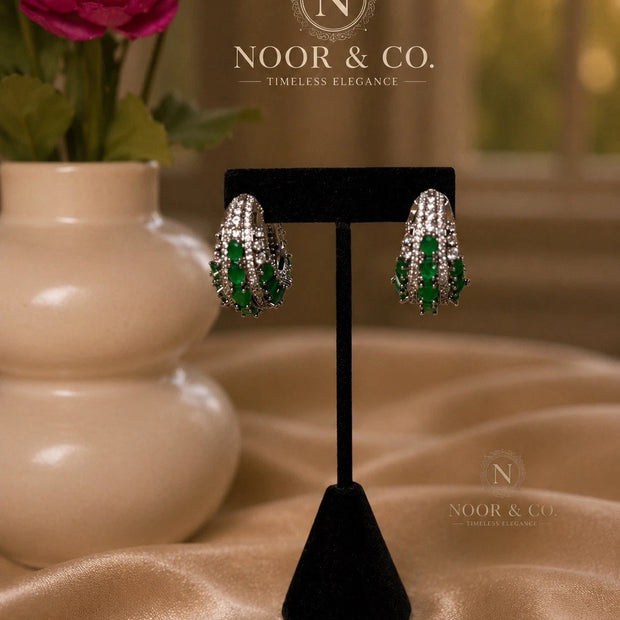Emerald Luxe Crystal Hoop Earrings