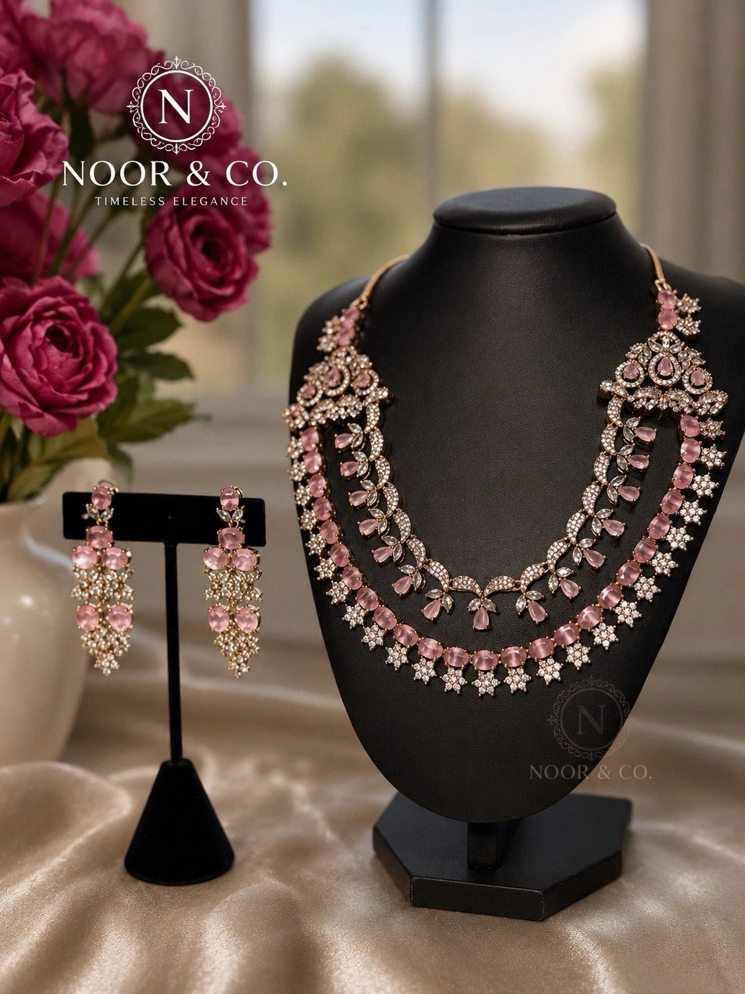 Blush Royale Bridal Necklace & Earrings Set