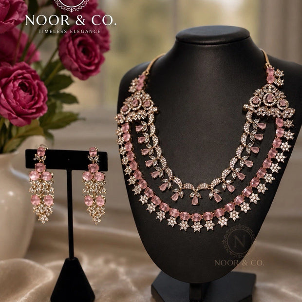 Blush Royale Bridal Necklace & Earrings Set