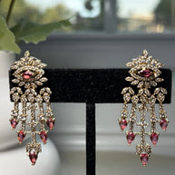Crimson Cascade Statement Necklace & Earrings Set