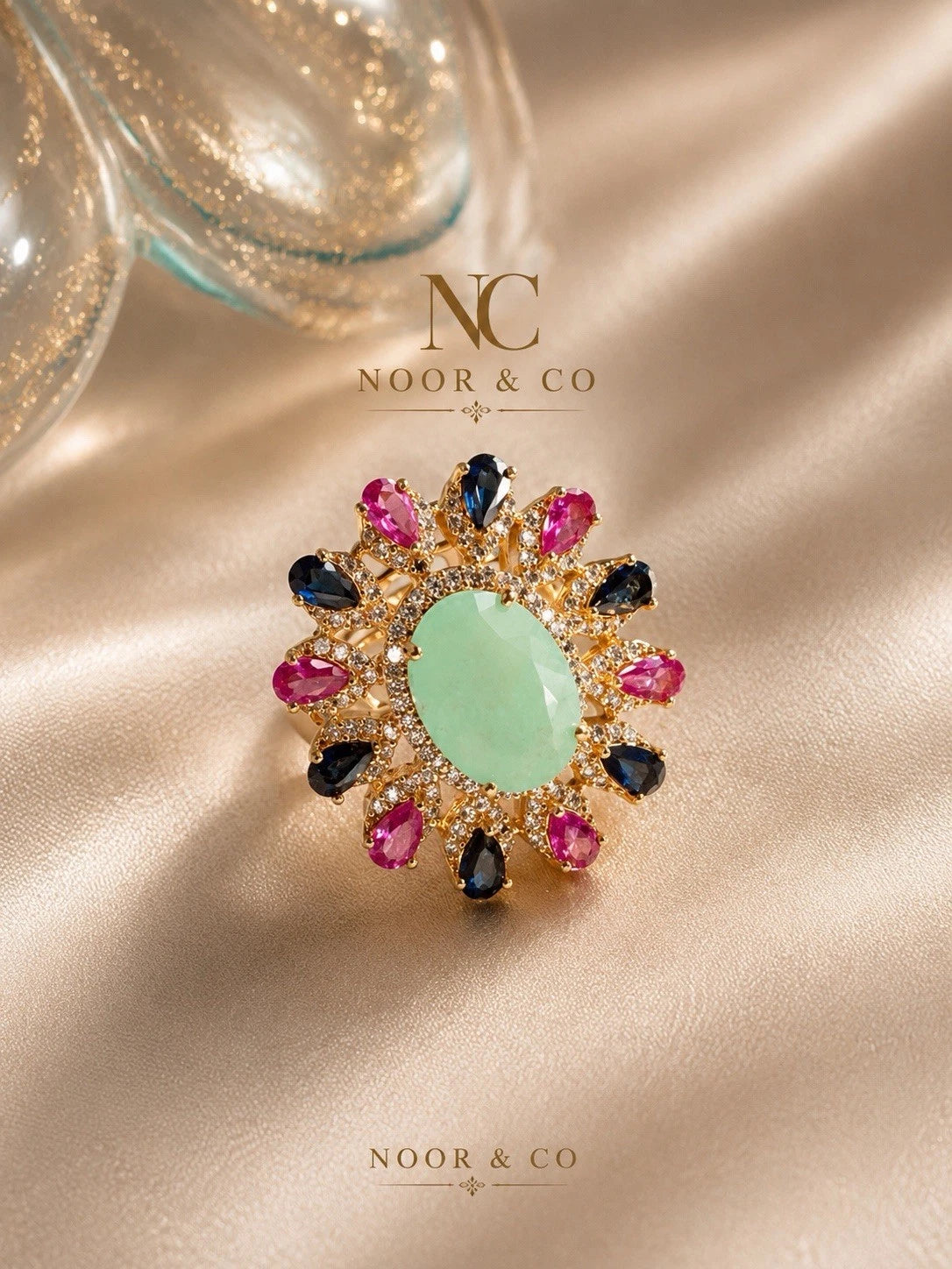 Celestial Bloom Multicolor Statement Ring