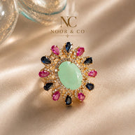 Celestial Bloom Multicolor Statement Ring