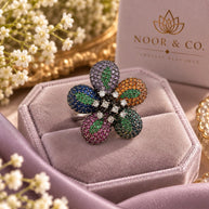 Sparkling Floral Statement Ring – Two Color Variations