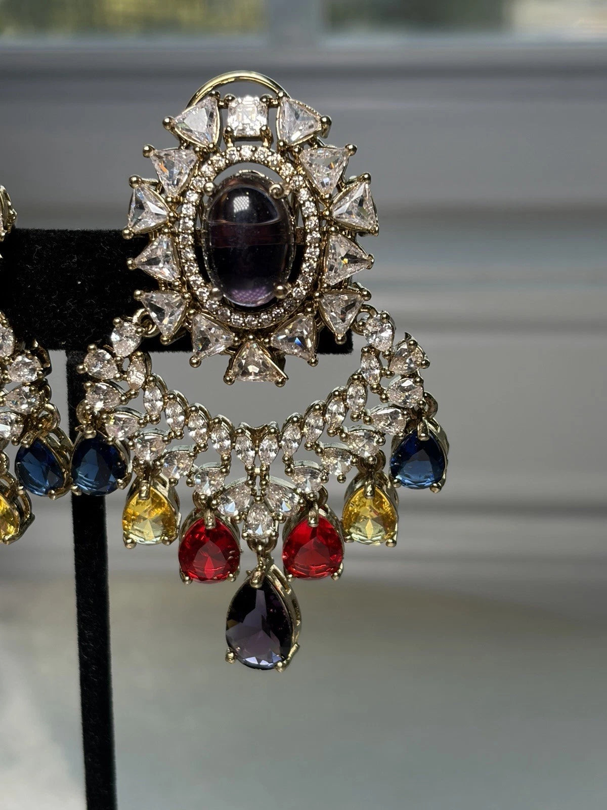 Multicolor Chandbali Statement Earrings