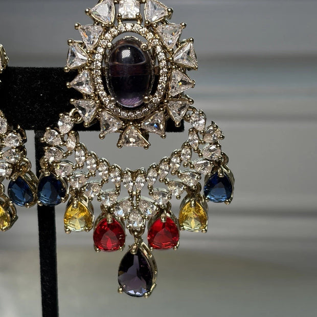 Multicolor Chandbali Statement Earrings