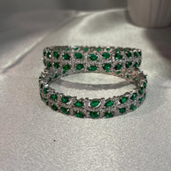 Emerald Green Silver Tone CZ Bangle Set Indian Pakistani Bridal Jewelry