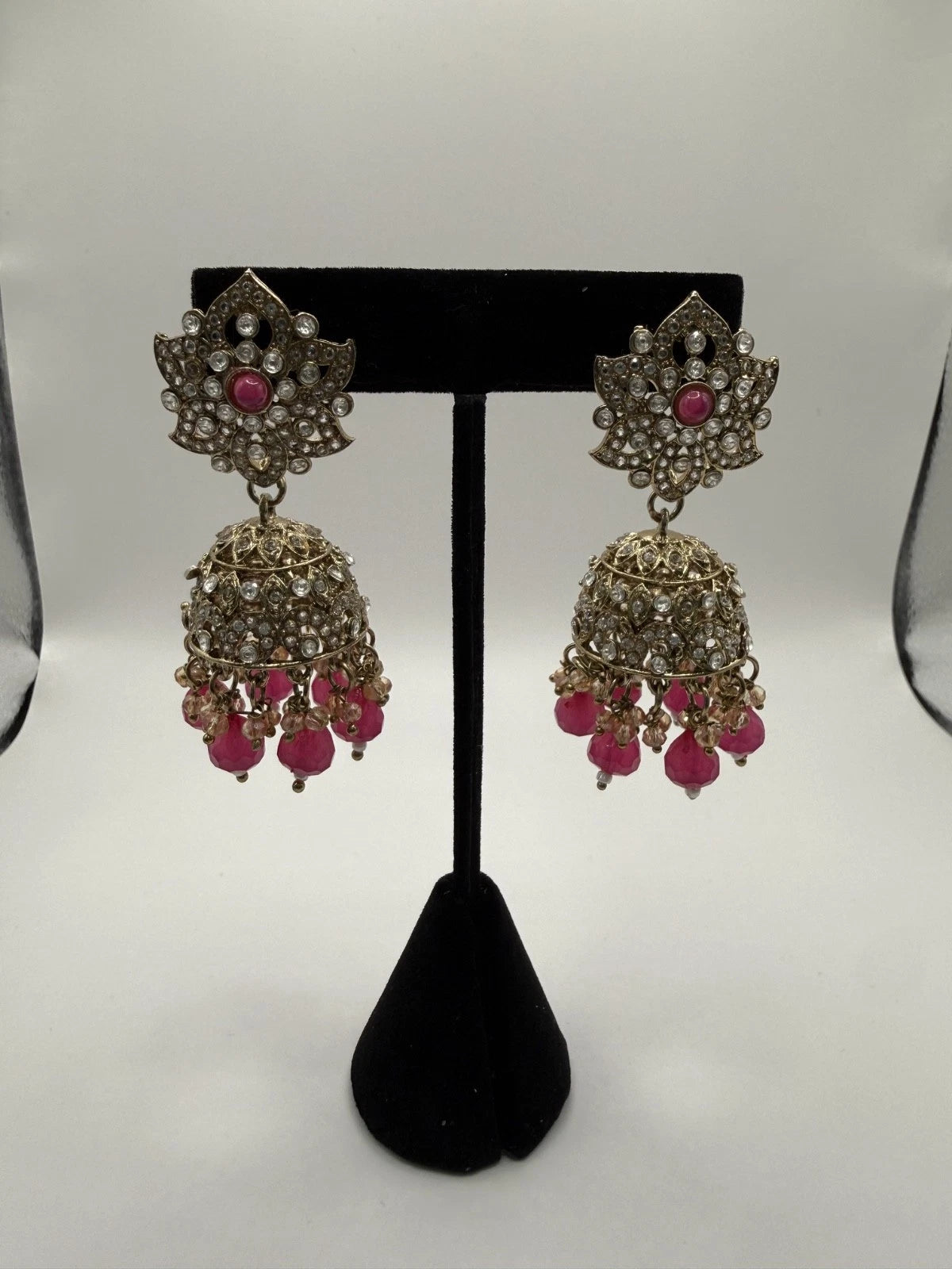 Traditional Pink Jhumka Statement Earrings