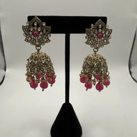 Traditional Pink Jhumka Statement Earrings