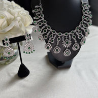 Emerald Cascade CZ Bridal Necklace Set
