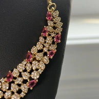 Ruby Radiance & Mint Garden American Diamond Necklace Set