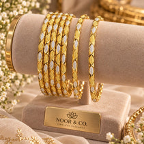 Two-Tone Gold Bangles - Set of 8