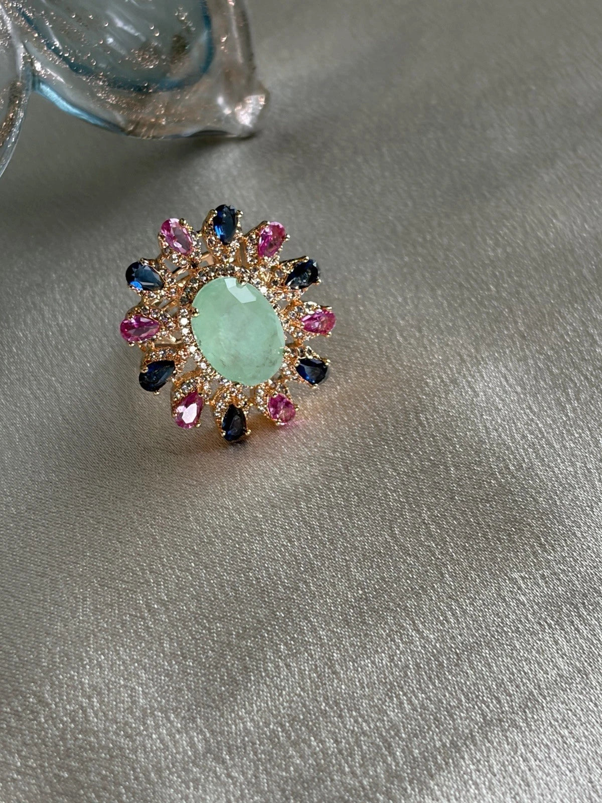 Celestial Bloom Multicolor Statement Ring