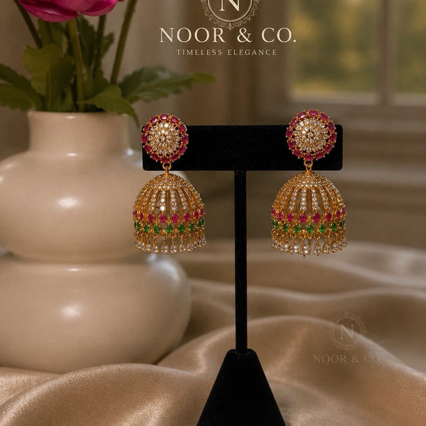 Multicolor Crystal Jhumka Earrings