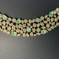 Ruby Radiance & Mint Garden American Diamond Necklace Set